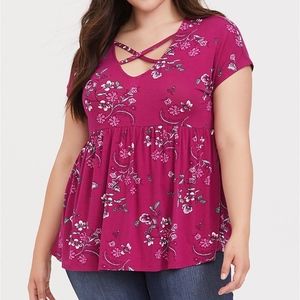 Torrid Floral Babydoll Tee Plus Size 2X NWT